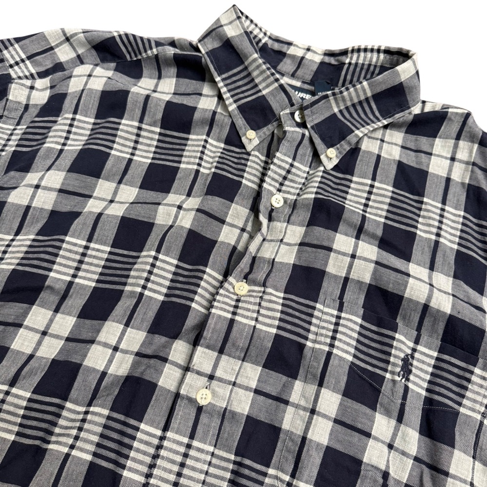 Ralph Lauren Golf Tilden Shirt Mens XXL Navy White Plaid Short Sleeve Cotton Top